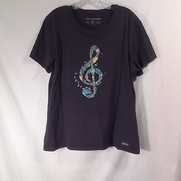 Life is Good Black Music Graphic Print Crusher Tee Size XL - Picture 1 of 4